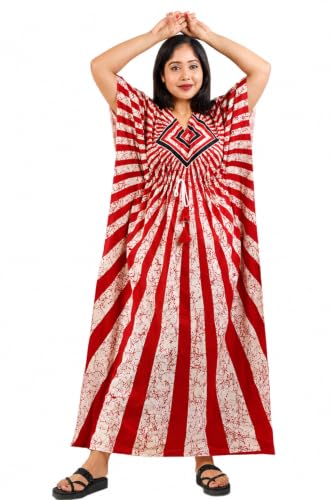 Image of Pure Cotton Indonesian Kaftan Nighty Full Length | Breathable material