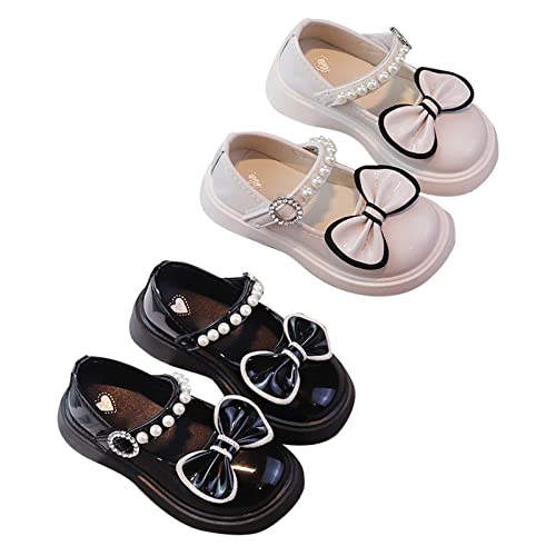 Little Girl's Leather Dress Shoes Princess Bow Shiny Pearl Fairy Shoes for Toddler Girls Kids Slip on Shoes3