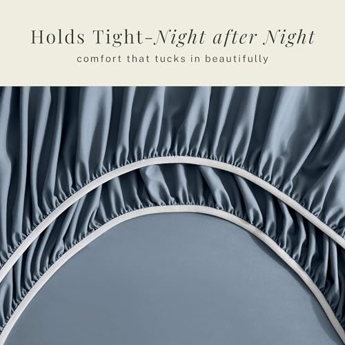 Image of Hearth & Harbor Bed Sheets, Luxury Soft 6 Piece Bed Sheet Set Extra Deep Pocket Fitted Sheets Fits Mattress up to 21 inch, Double Brushed Bedding Sheets & Pillowcases, Twin XL, Soft Blue