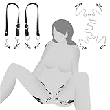4-IN-1 Nippelklemmen Brustwarzen Klitoris Clip mit Kette & 2 stk Schamlippen Klemmen Spreader Riemen,Einstellbar Nipple Clamps Bondageset Fessel Set,Fetisch SM Sexspielzeug für Paare Extrem Sex