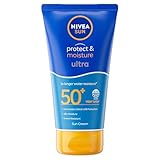 NIVEA SUN Protect & Moisture Ultra Sun Cream Lotion SPF 50+ (150ml), Water-Resistant Sunscreen, Sun Cream Provides Instant UVA/UVB Protection and Moisturises Skin for 48h