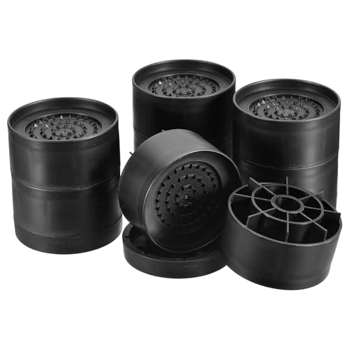 sourcing map Runde Möbelerhöhungen, 4er-Set, Höhe 9 cm, verstellbare Bettlifter für Bettgestell, Tisch, Schreibtisch, Couchbein, Stuhlerhöhungen, unterstützt 590 kg, Schwarz