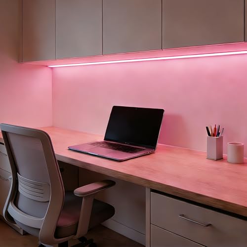 Image of ZSLAIFU 5V USB LED Light Strip, COB LED Strip Lights, Pink 5V LED Lights, Small LED Strip Light, TV Lights for TV Under Cabinet Kitchen Living Room Shelving or Displays (Pink, 3.28ft)
