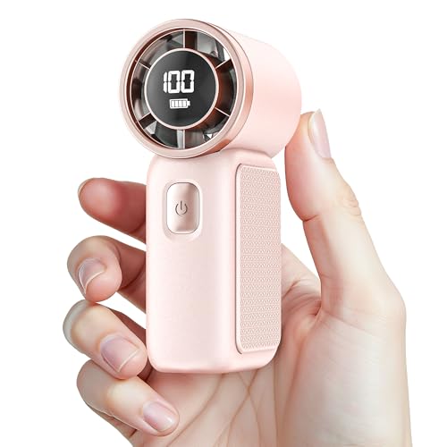 AGEYOU Portable Handheld Mini Fan, 6 Gear Wind, Hand Small Travel Personal Held Fans, Rechargeable Turbo Fan, Gifts for Women Men, for Camping Vacation Outdoor (pink)