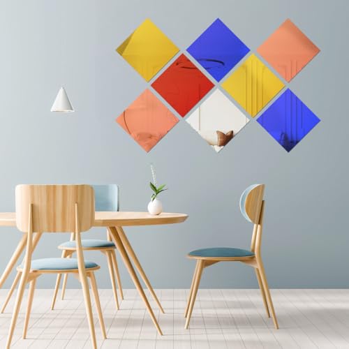 Image of 5 Pcs 12 x12 Inch Colorful Acrylic Mirror Sheet, 1 /8 Inch Thick Opaque Glossy Mirror, Plexiglass Mirror Sheets with Protective Film, Rigid Mirror Sheets for Sawing, DIY, Laser Cutting and Engraving