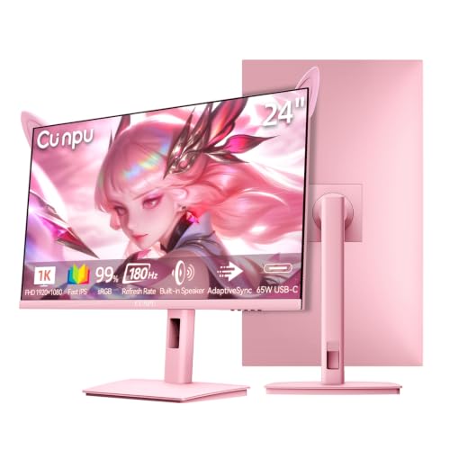 Image of CUNPU 24 inch FHD 180Hz 1ms Fast IPS Pink Gaming Monitor