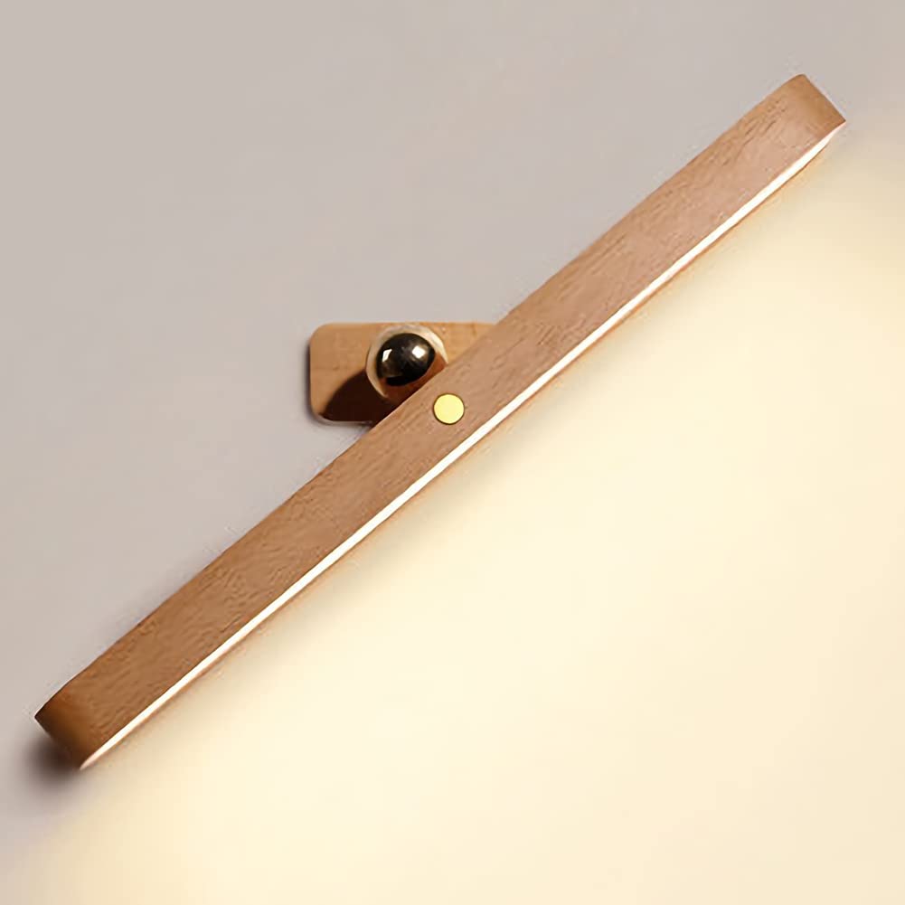 Lampe de miroir de salle bain LED rechargeable armoire USB éclairage maquillage sans fil en bois applique murale 5W dimmable avec interrupteur tactile éclairage garde-robe avec éclairage