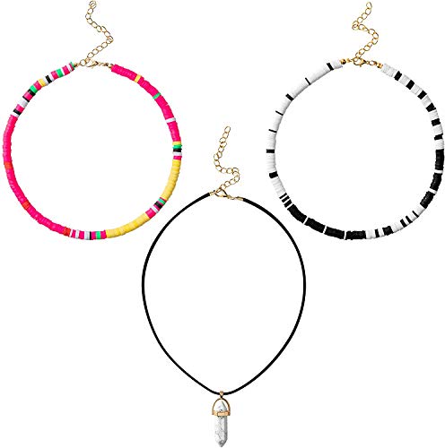 BeYumi 3 Pcs äußere Banken Halsketten Madison Bailey Hawaiian handgemachte Halsband bunte Rocailles Perle böhmische ketten verstellbare leichte Halskette Sommer Strand Urlaub Dress Up Zubehör für