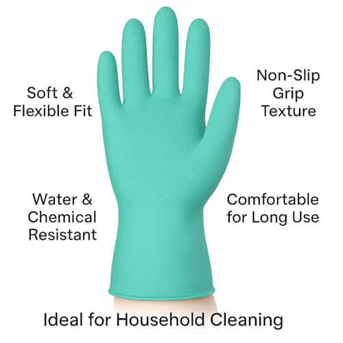 Image of Multipurpose Safety Gloves for Work, Gardening, and Home Use - Reusable & Durable | Hand Safety Nitrile Gloves | Industrial Hand Protection Gloves (Green, 1 Pair)