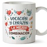 MUGFFINS regalo médico | Taza enfermera con frase Vocación y corazón la mejor combinación en Español 330 Ml/11 oz | Idea original para sanitarios, doctores y cuidadores | sanitarios v1