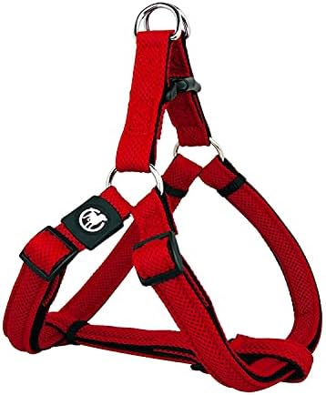 DDOXX Air Mesh Step-In Dog Harness - Adjustable Chest Harness Dogs - L (Orange)
