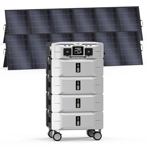 IEE SP5000 Solar Generator 5000W, 10.24kWh Power Station with 2x500W Solar Panels, 5 AC Outlets(9000W Surge), 120V/240V Dual Voltage, LiFePO4 Battery for Home Backup Outdoors Camping RV Emergency