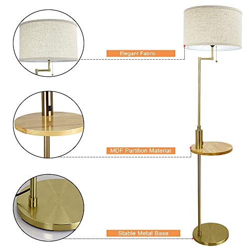 Bedroom & Living Room Floor Lamp With Usb Charging Port-Dllt Stand Reading Light & Side Table-Classic Tall Pole Light For Office-Suits Mid Century Modern Home & Farmhouse Rustic Lighting-Drum Shade #TOP7