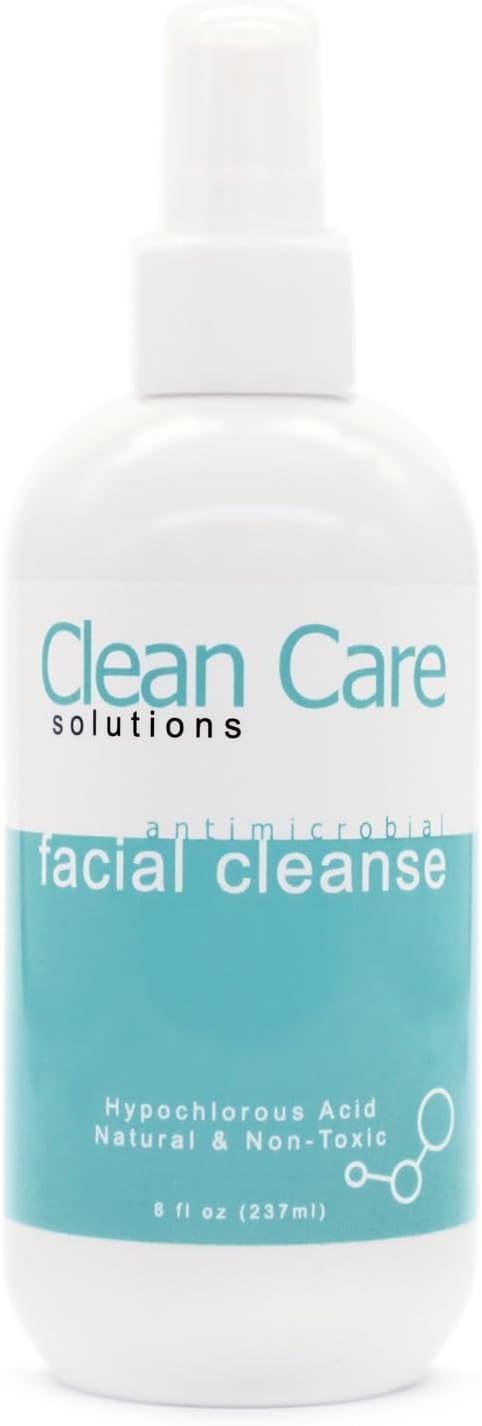 Hypochlorous Acid Facial Cleanse Spray - Antibacterial Face Spray for Natural Acne Treatment - Refreshes, Soothes Irritation, Hydrates Skin - 8oz