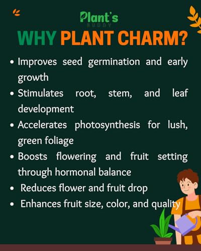 Image of PLANT'S BUDDY Plant Charm - Organic Plant Growth Enhancer | Seaweed Extract, Humic Acid for Plants, Amino and Fulvic Acid | Plant Booster for Flowering & Fruit Quality - 250ml
