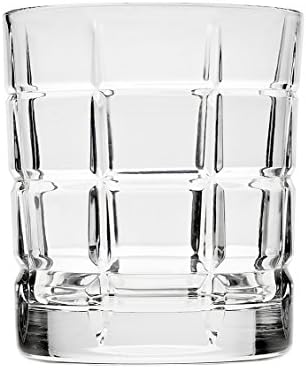 Godinger Plaid Double Old Fashioned Glasses, Set of 4, 10oz, Silver, Crystal, Reusable, Modern, Traditional, Home Bar, Kitchen, Gift, Adult, Plaid Pattern, Polished Finish image 3