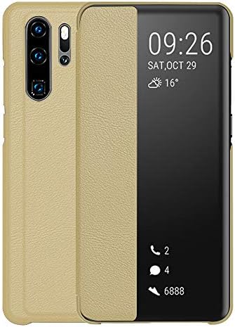 Muntonski P30 Pro Case Folio Compatible with Huawei P 30 Pro Cover TPU Kickstand Luxury Flip Huaweip30 30pro hawuei wawei 6.47 Inch (Gold)