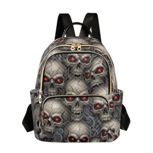 Sac à dos de voyage léger matelassé rouge squelette multi-poches pour femme
