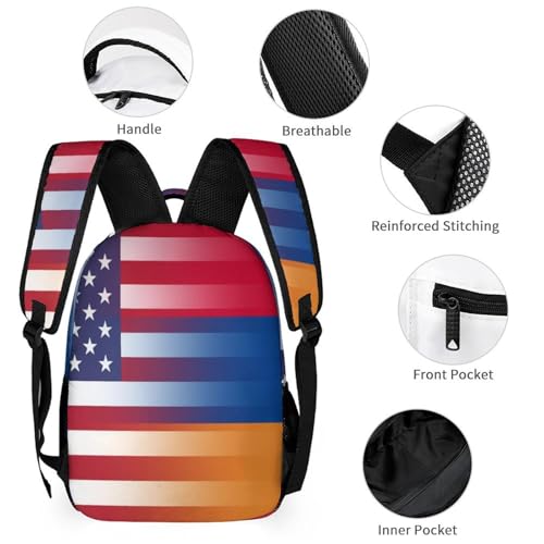U.S.A. Armenia Flag Funny Backpack Set Lunch Bag Pencil Case Makeup Bag 3 in 1 for Men Women Travel3