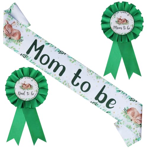 Écharpe Oh Deer Mom to Be et badges assortis pour fêter les nouveaux parents