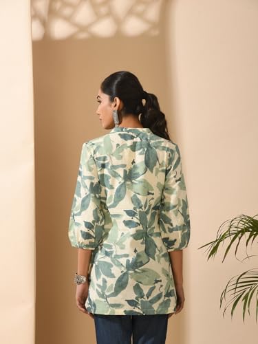 Image of Meesan Women's Floral Cotton Ethnic Tunic for Office, College and Daily Use