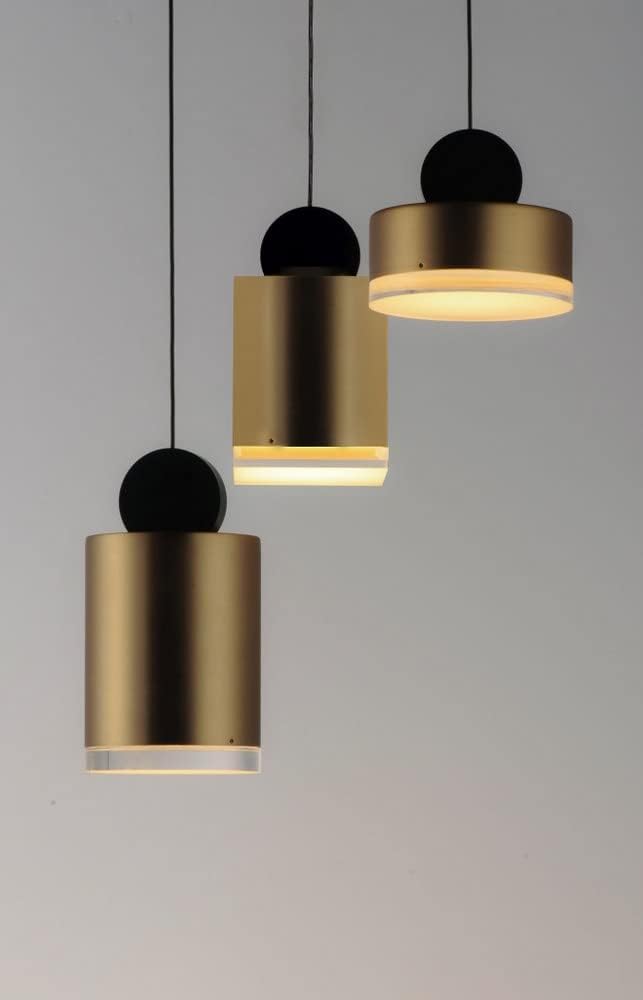 ET2 E20863-75BKGLD Nob Geometric Metal and Acrylic Multi-Shapes Round LED Pendant Ceiling Lighting, 3-Light 20 Total Watts, 8" H x 14" W, Black/Gold