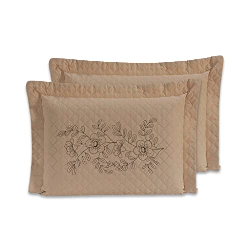 Kit 2 Porta Travesseiros Bordado 70cm x 50cm Matelado (Avelã)