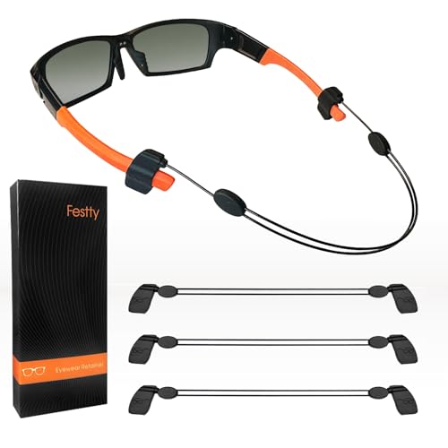Festty Glasses Strap (3 Pcs), Adjustable Sports Eyeglasses Strap for Men Women, Sunglasses lanyard string chain, Eye Glasses Holder Around Neck, Safety Eyewear Retainers