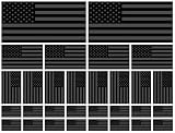30 PCS American Flag Vinyl Car Stickers, Patriotic USA Flag Decals for Cars Trucks SUVs, Great for Veterans, 4th of July, Memorial Day, 5 x 3 Inch Included, Largest 10 Inch (Black)