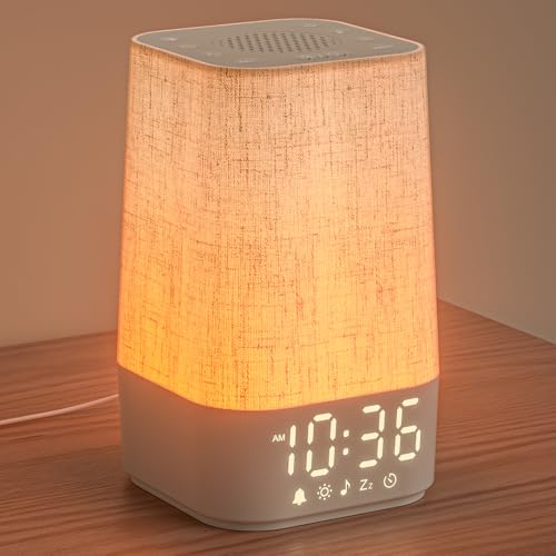 LIORQUE Sveglia Luminosa, Lampada da Comodino con Sveglia, Simulazione dell'alba, 13 Livelli di Luminosità, 10 Tracce...