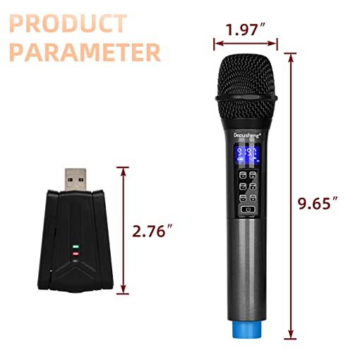 Depusheng Usb Wireless Microphone With Echo, Treble, Bass & Bluetooth, 98 Ft Range, Uhf Portable Handheld Dynamic Microphone System, For Party, Speeches, Online Teaching, Outdoor Activities W4 #TOP7