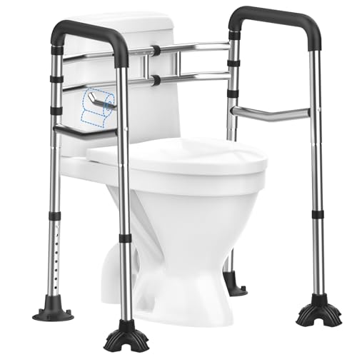 UGarden Toilet Safety Rails, Stainless Steel Adjustable Toilet Frame with