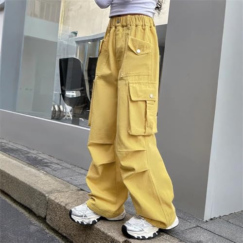 Baggy Cargo Pants for Girls Solid Color Elastic High Waisted Stretchy Soft Casual Pants Summer Cool Comfy Trousers2