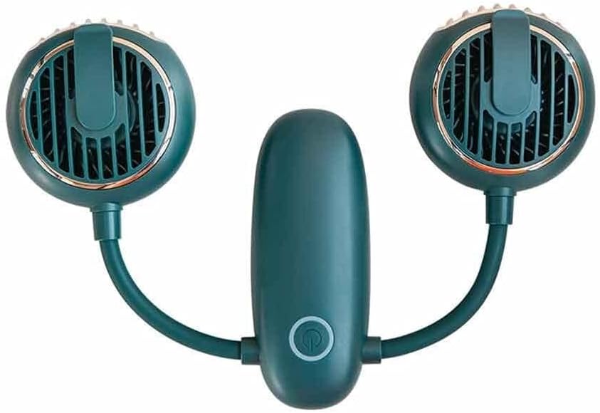USB Rechargeable Dual Hanging Neck Fan Mini Portable 3-Speed Adjustable Silent Clip-on Waist Fan Outdoor Travel Air Cooling
