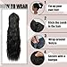 rosmile Corn Wave Ponytail Extension Wrap Around 26 Inches Long Curly Wavy Pony Tail Extension Synthetic Black Ponytails Hairpiece for Women Girls (26 Inches, 1B Natural Black)