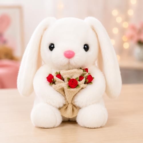 Image of SCOOBA 2 in 1 Bouquet Cap Bunny Soft Toy 15cm (Transformation Bouquet Bunny White)