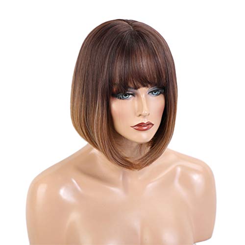 Generic 12 '' Mulheres Curtas Retas Bob Perucas Sintéticas Resistente Ao Calor Peruca de Cosplay -
