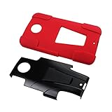 Reiko Silicon Case Protector Cover with Kickstand for Motorola Nexus 6/Google Nexus X - Retail Packaging - Red+Bk