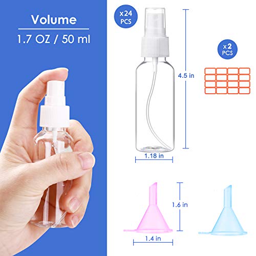 E-accexpert 24 Pcs Spray Bottles 2oz / 55ml Clear Empty Mini Mister Spray Bottles Refillable Container Pocket Size… - Image 3