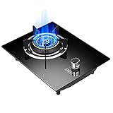 Burner Gas Cooker gas hob Built-in Gas Stove ，Table-Top Cooking ，1-Zone Gas Hob， Non-slip Cast Iron Hob Rings ，Easy To Clean, Compatible With All Cookware [Energy Class A](A Black,LPG)