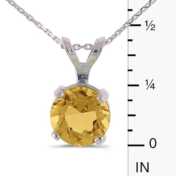 LXR Ciondolo rotondo in oro bianco 14 carati, 6 mm, con citrino (.60 ct) 0,6 ct