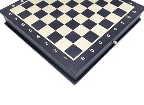 Image of PALM ROYAL HANDICRAFTS 15x15 Inches Handmade Drawer Wooden Chess Board Set Made with Engineered Wood | Inbuilt Storage Compatment for Chessmen - (15 X 15 Inches) Black.