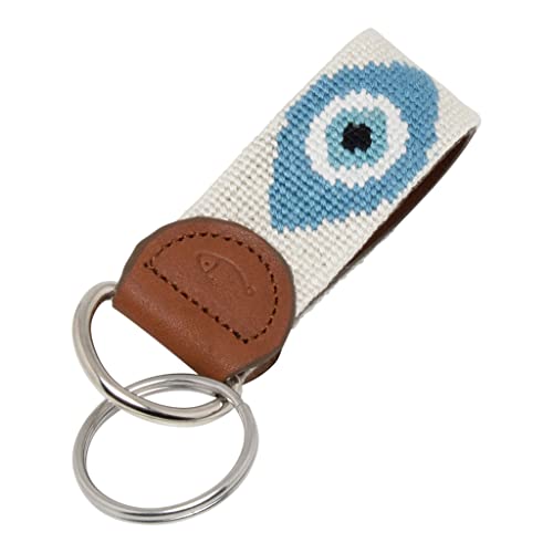Image of Leather Hand-Stitched Needlepoint Key Fob or Key Chain