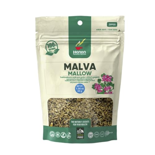 Hanan Peruvian Secrets Malva| 100% Natural Mallow | 1.06oz / 30g | Aids in Prevention of Gastric Disorders, Ulcers, and Constipation| Promotes Good Digestion (6 Pack)