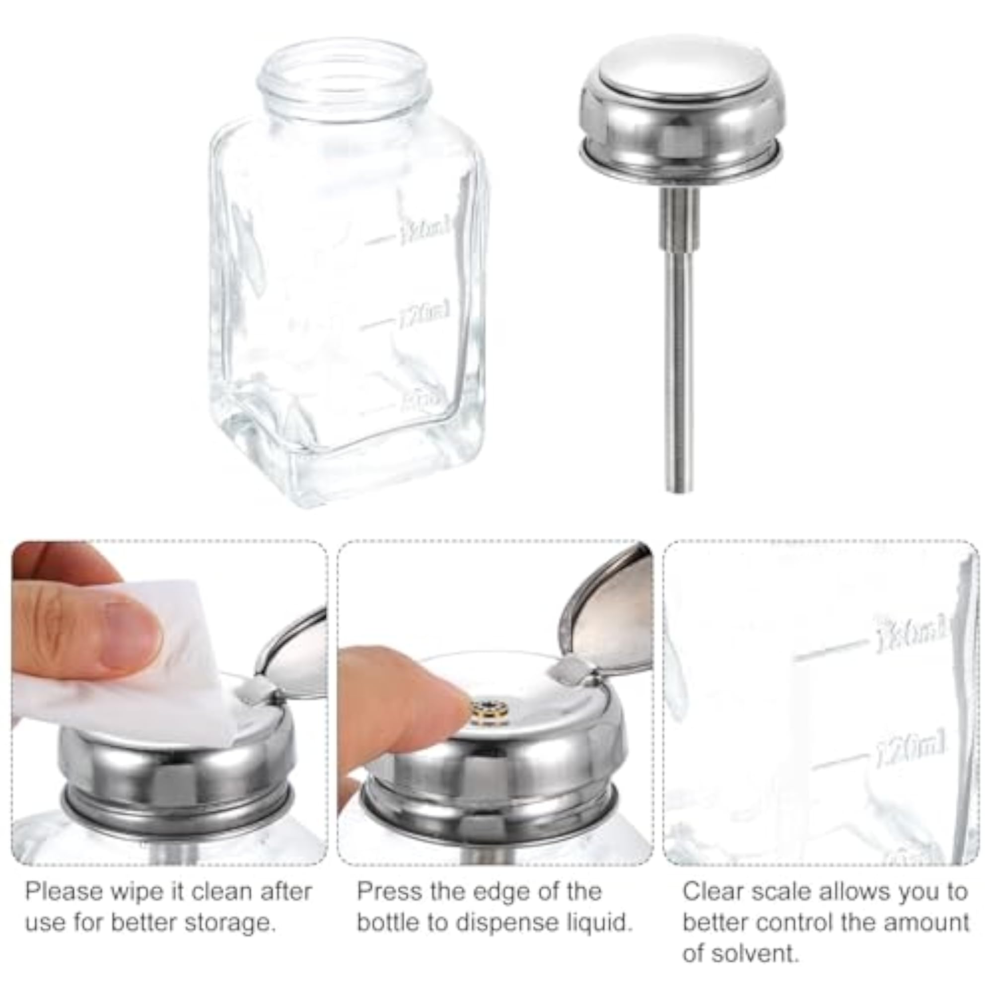 Solvent Alcohol Dispenser 180ml Conical Pump Bottle with Steel Tube