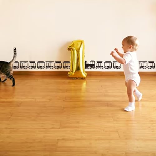 PLIGREAT 2 hojas vinilos decorativos tren dibujo negro miniatura 5