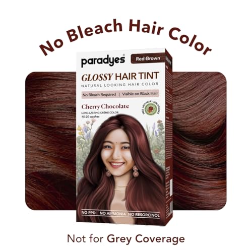 paradyes No Bleach Glossy Hair Tint, Ammonia-Free Formula for Natural Black Hair, Visible on Natural Black Hair, Includes Anti-Fade Conditioner for Long-Lasting Shine 160 g(Pack of 1) Cherry Chocolate
