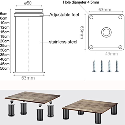 Pernas de móveis de 4 peças Pernas de mesa de metal ajustáveis de aço inoxidável pés de sofá de subs