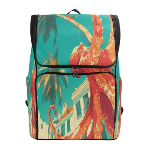 Sac à dos grande capacité motif pieuvre stylé pour fille et garçon
