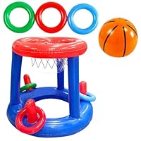 SKIPTHYBER Wasserspielzeug Kinder Aufblasbares Pool-Basketball-Spielzeug, Schwimmbecken Basketballspiel mit Kreis & Bälle, Kinder Wasserspiele Wasserspielzeug Wurfspiele-Set für Sommer